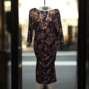 Expected maternity Lilac dress clothing blue floral size L floral patter…